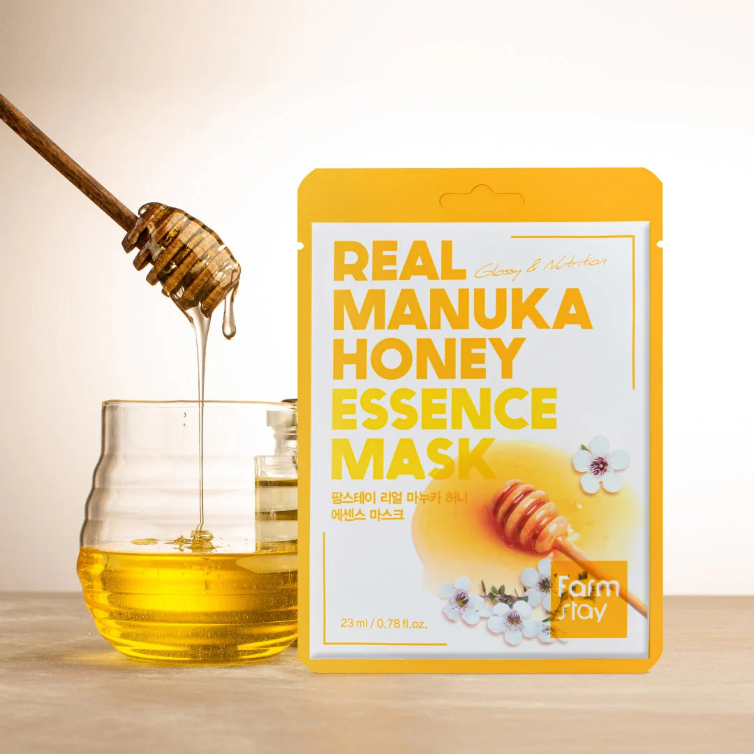 Farmstay Real Essence Mask Combo Pack V2 (Sheabutter,Blueberry,Peach,Manuka Honey) 12pc