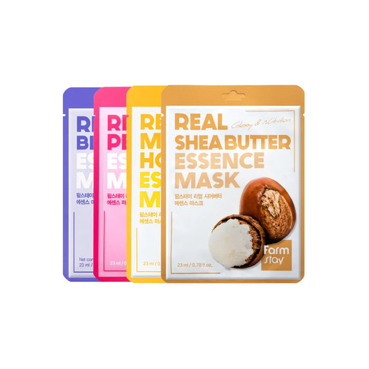 Farmstay  Real Essence Mask Combo Pack V2 (Sheabutter,Blueberry,Peach,Manuka Honey) 12pc
